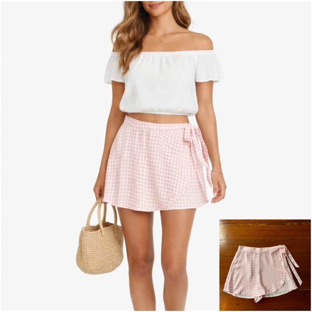Show Me Your Mumu The Great Wrap Shorts Strawberry Shortcake Gingham Skort XS💛